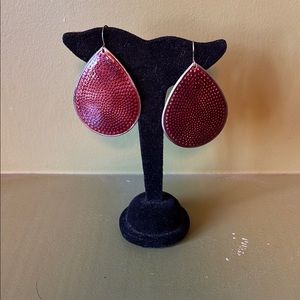 Sophisticated Red Drop Earrings with Silver Accents